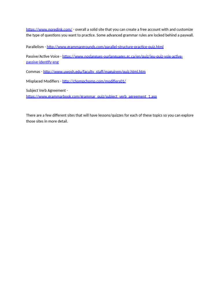 Free Grammar Practice Resources Online | PDF