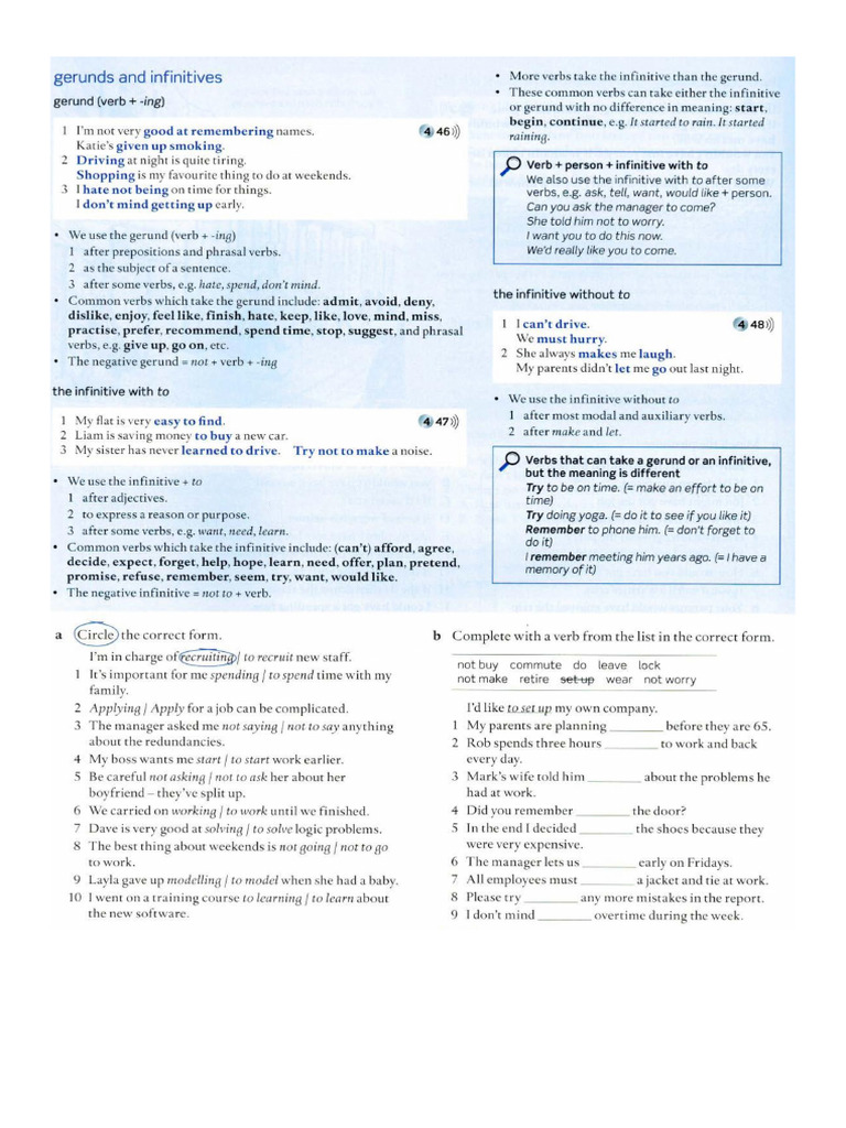 Gerunds and Infinitives | PDF | Syntax | Linguistic Morphology