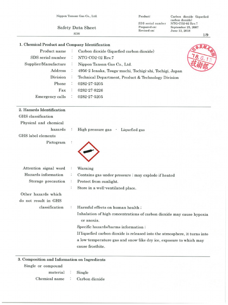 SDS Co2 2018 | PDF