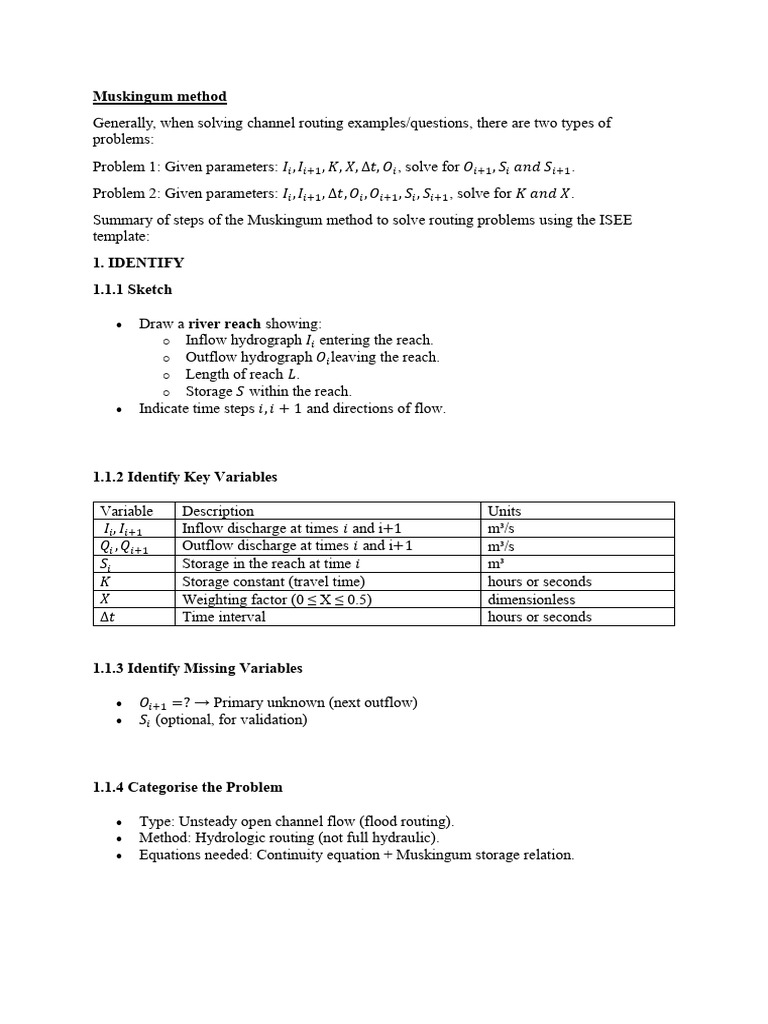Muskingum Method Coefficients Explained | PDF | Discharge (Hydrology ...