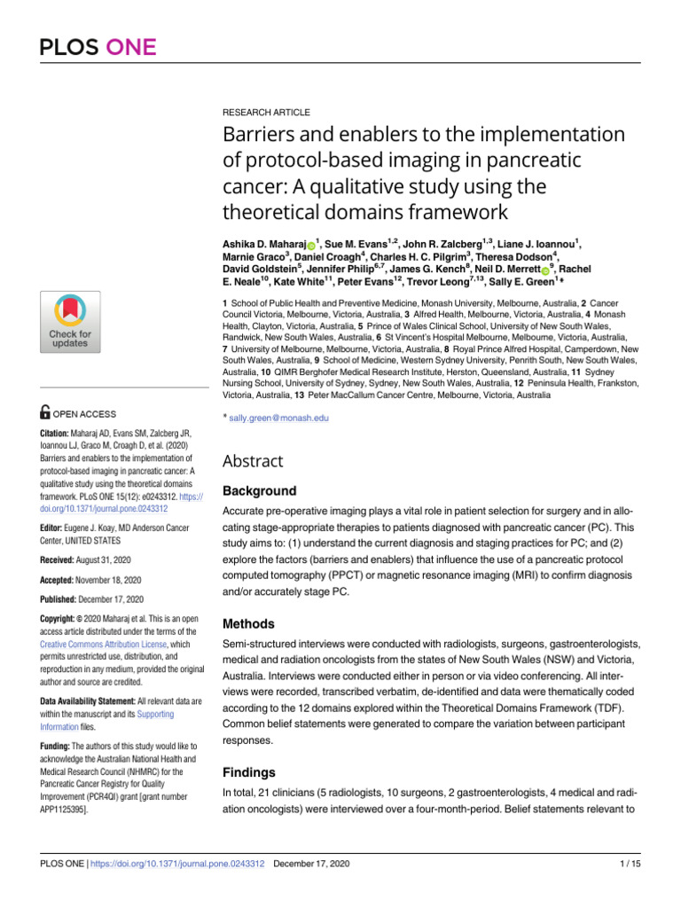 Barriers and Enablers To The Implementation of Protocol 91ewb3er9n ...