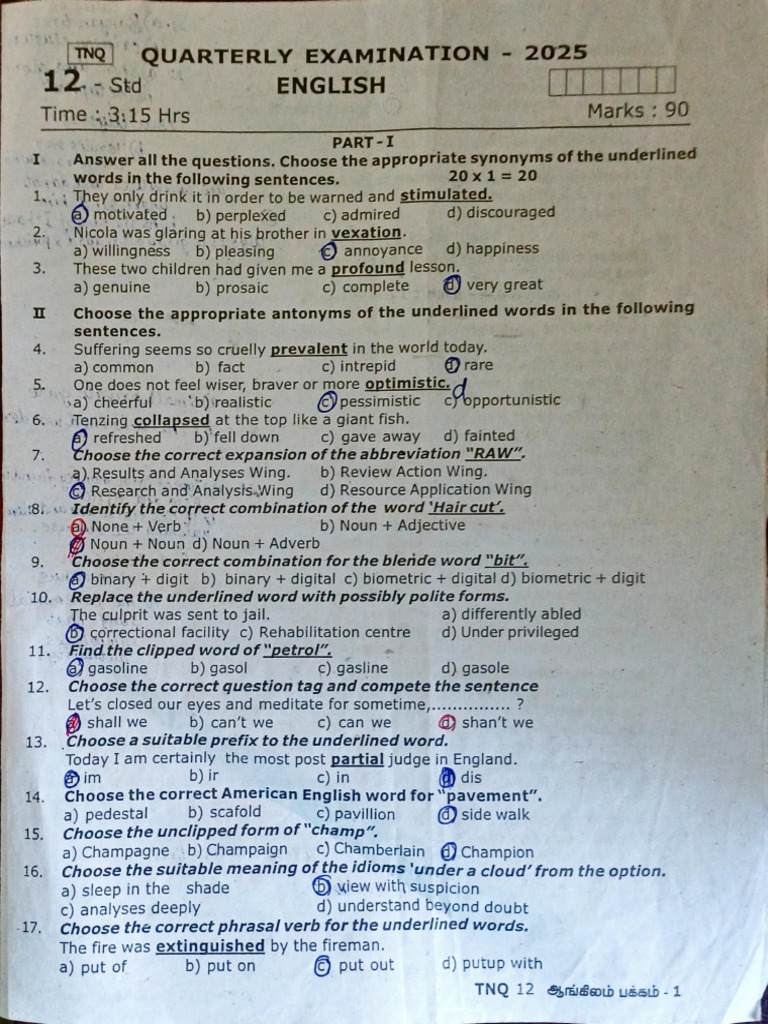12th Question | PDF