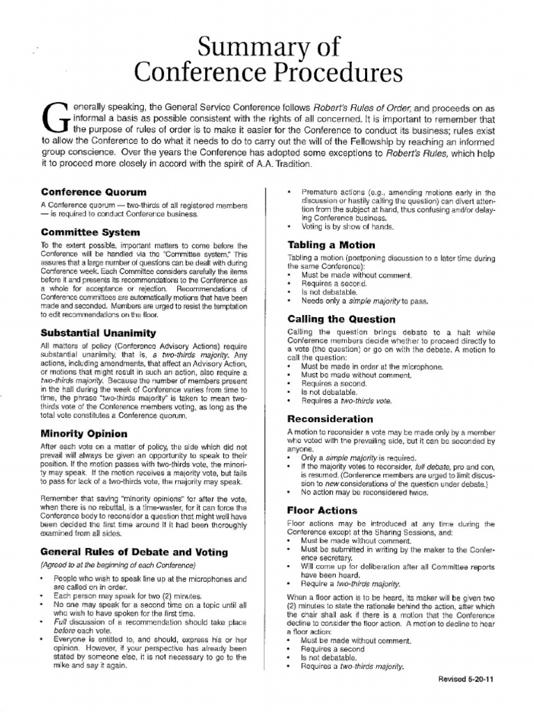 Summary of Conference Procedures | PDF