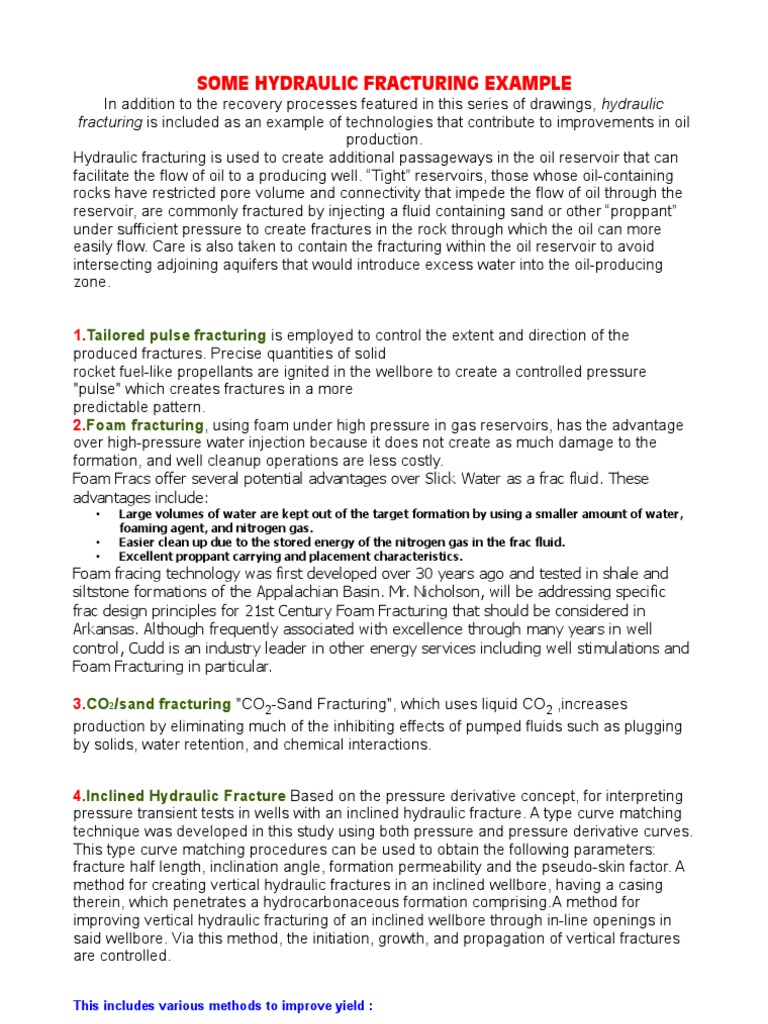 Some Hydraulic Fracturing Example PDF Hydraulic Fracturing