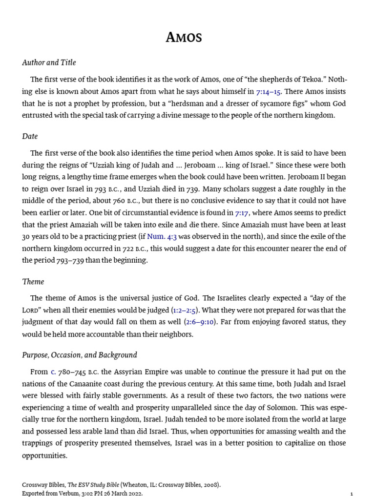 Introduction To Amos ESV | PDF