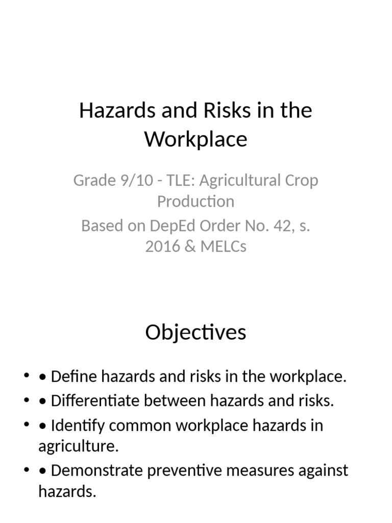 Hazards and Risks in The Workplace | PDF