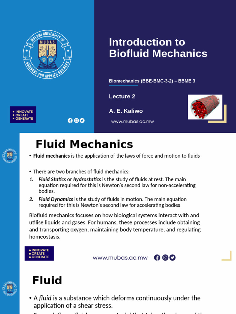 Biofluid Mechanics Overview | PDF | Viscosity | Density