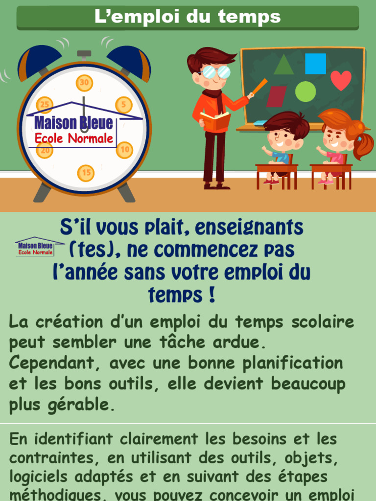 Création d'un emploi du temps scolaire | PDF | Planification | Cognition