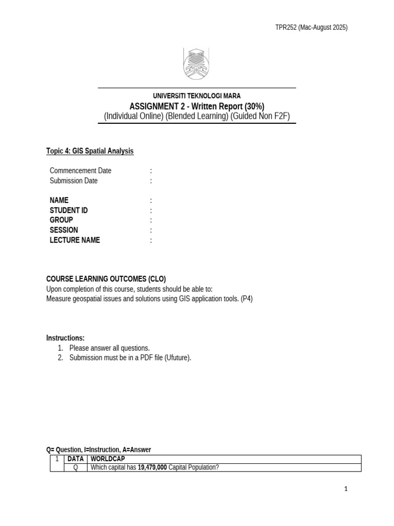 Assignment 2 (30) Query Individual 4D | PDF | Geographic Information ...