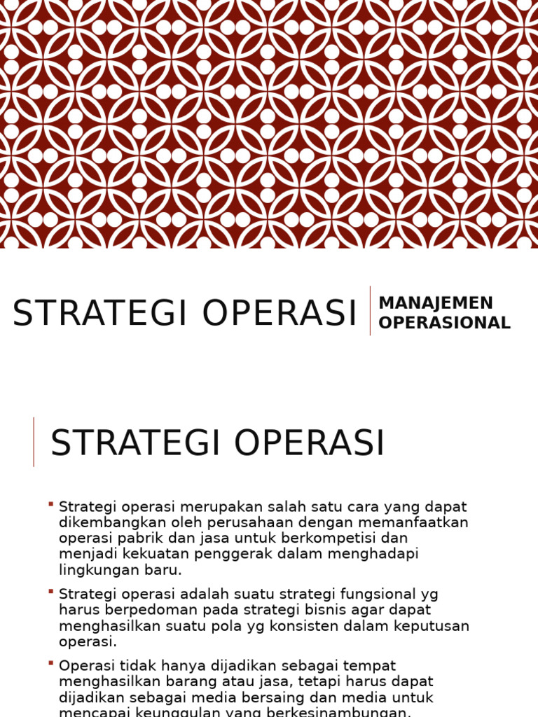 Materi 2 Strategi Operasi | PDF