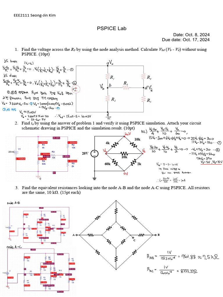 PSPICE Lab Analysis and Design Guide | PDF | Electrical Network | Amplitude