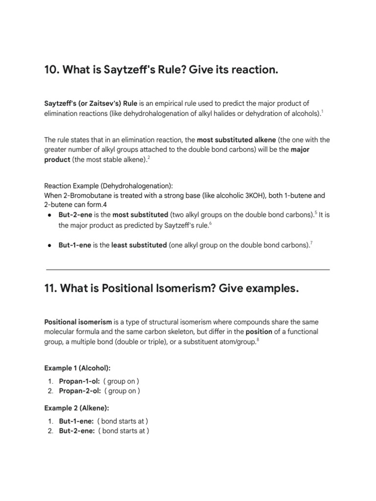 Understanding Saytzeff's Rule | PDF | Alkene | Ether