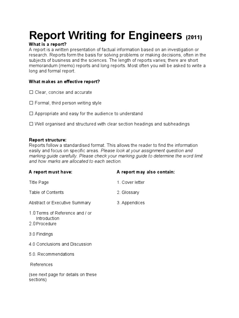 Effective Report Writing for Engineers | PDF | Abstract (Summary ...