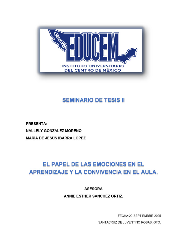 El Papel de Las Emociones en El Aprendizaje y Convivencia en El Aula ...