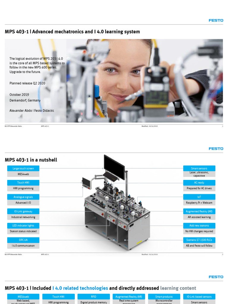MPS 403-1: Advanced Mechatronics I 4.0 | PDF | Programmable Logic ...