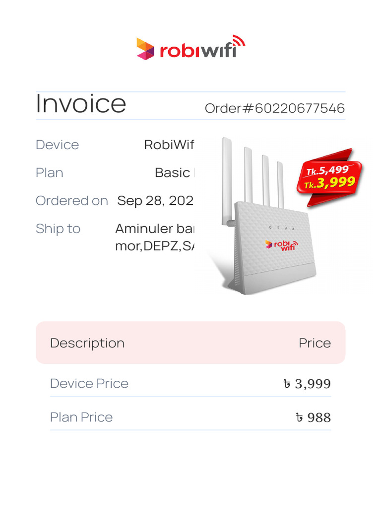 Robi Wifi Invoice Summary | PDF