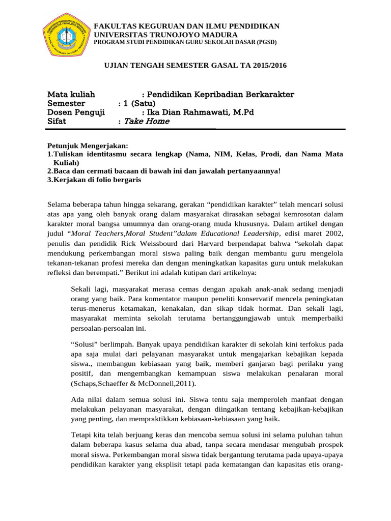 Pendidikan Karakter di Sekolah Dasar | PDF