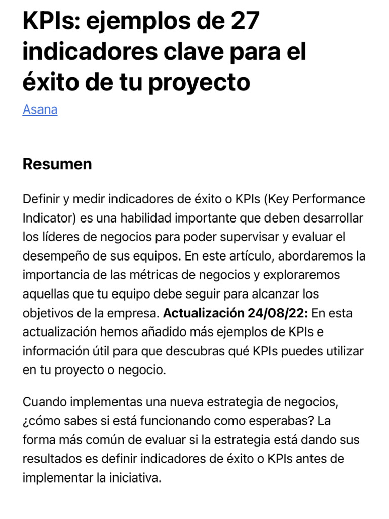 KPIs: Ejemplos de 27 Indicadores Clave para El Éxito de Tu Proyecto ...