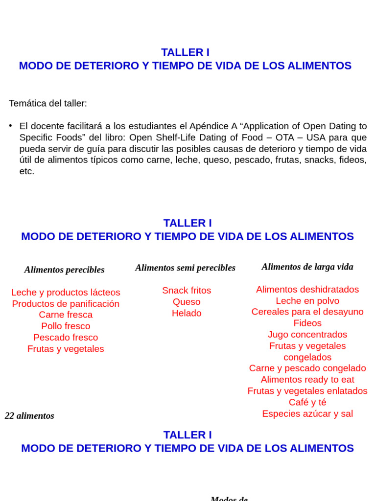 Deterioro y Vida Útil de Alimentos | PDF | Alimentos | Preparación de ...