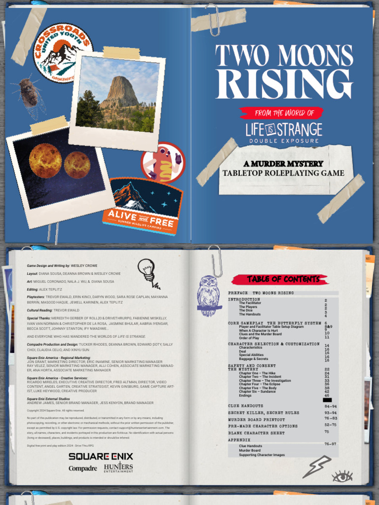 Two Moons Rising: Murder Mystery RPG | PDF | Gaming | Tabletop Games