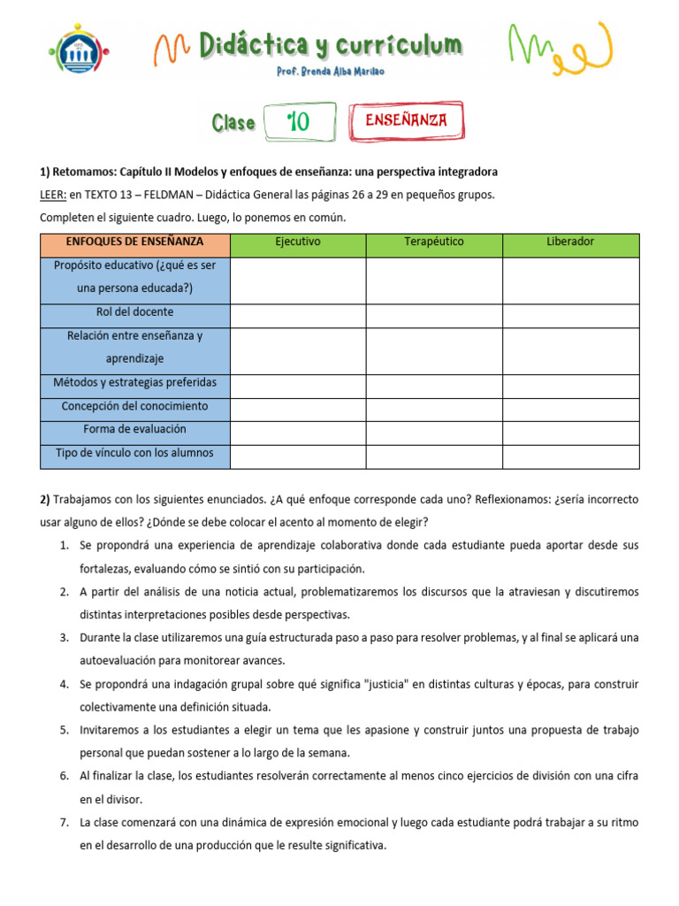 Enfoques de Enseñanza y Metodología Educativa | PDF | Enseñando ...