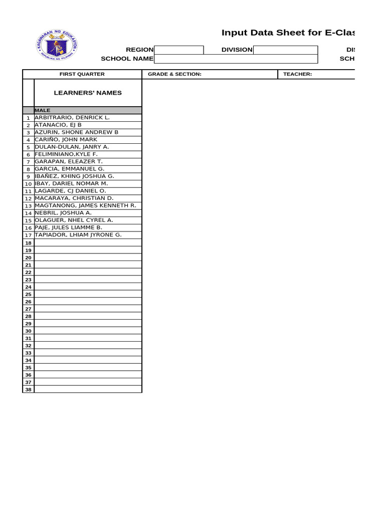 E-Class Record Input Data Sheet | PDF