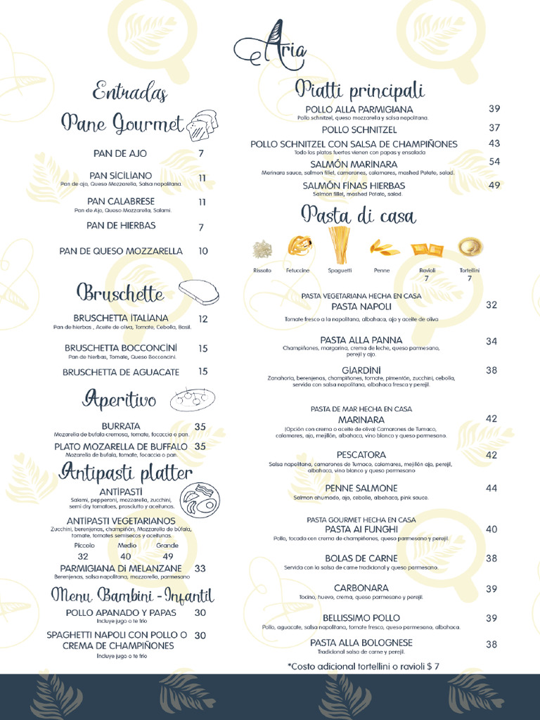 Aria Menu2025 | PDF