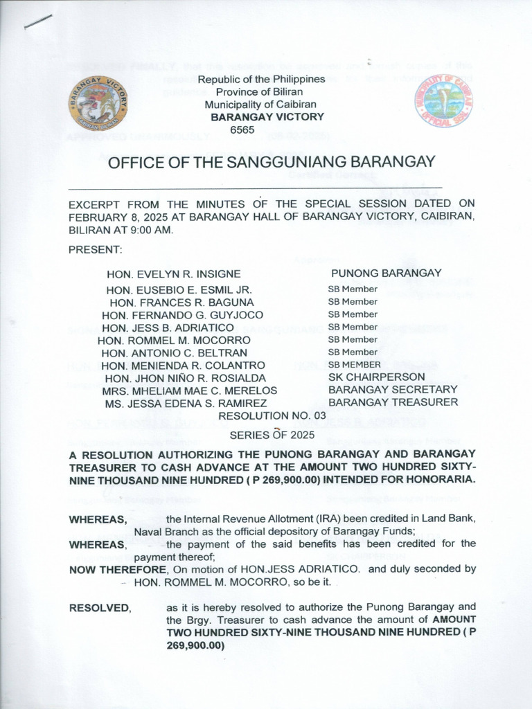 Resolution No 3 Series of 2025 | PDF