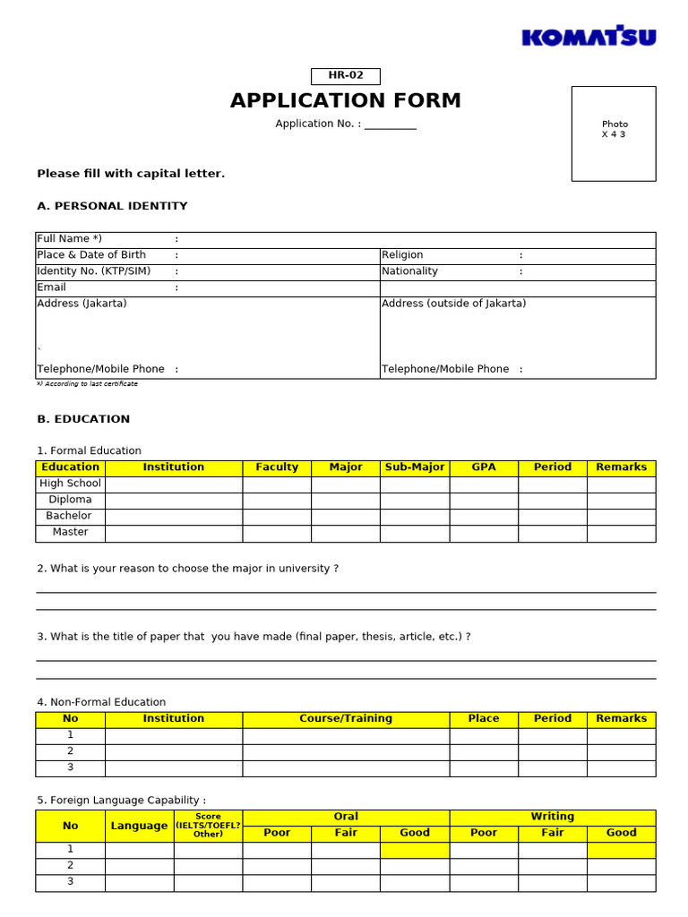 HR-02 Application Form - Master (Blank Form) NEDP 15 | PDF | Business