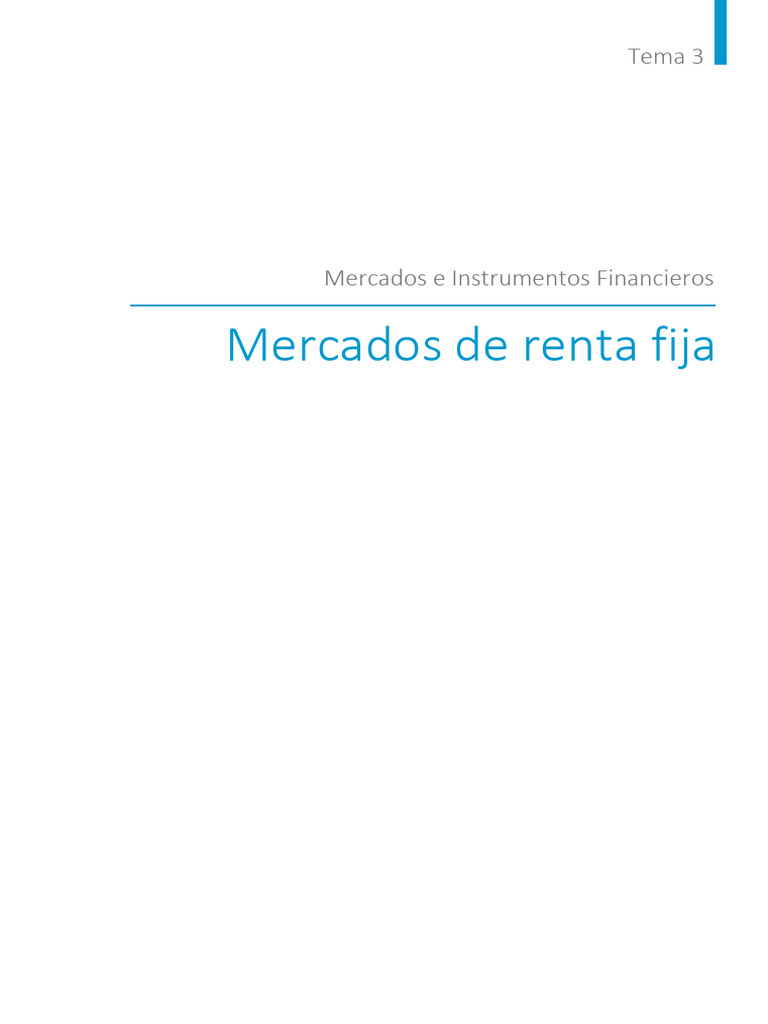 Tema 3. Mercados de Renta Fija | PDF | Renta Fija | Compartir (Finanzas)