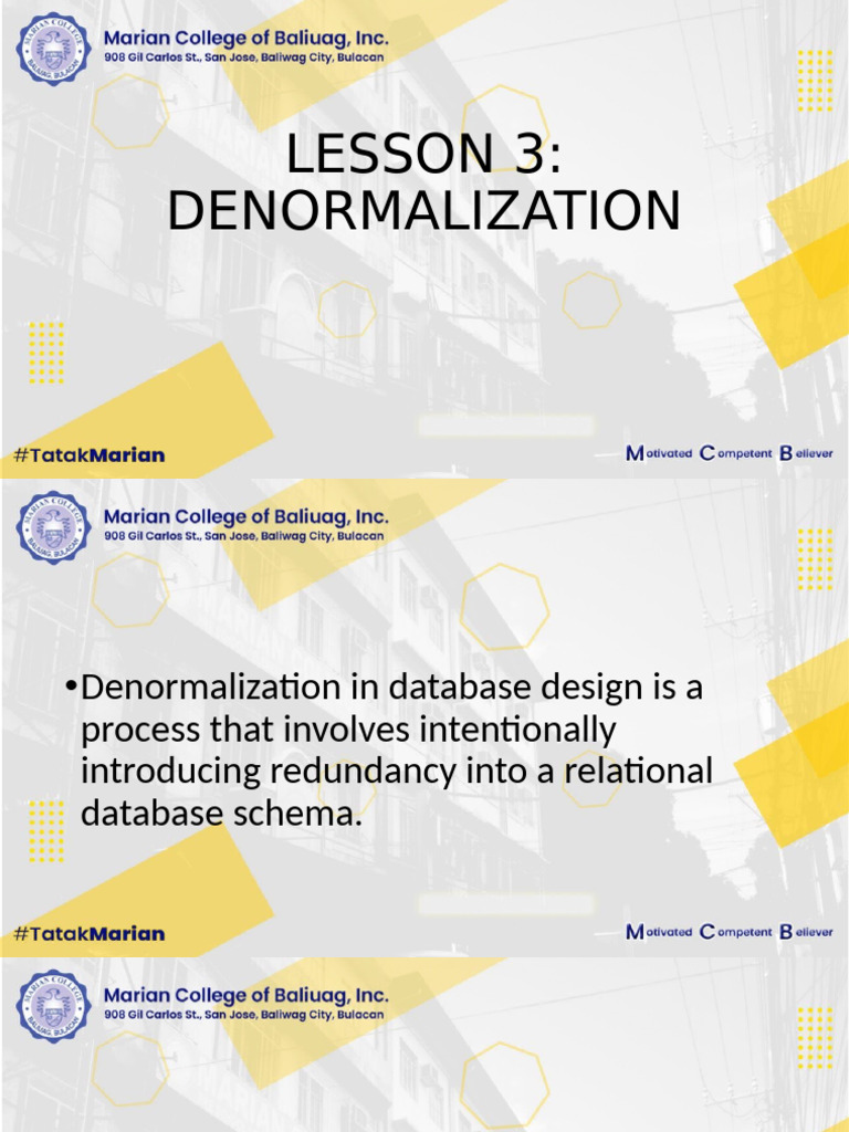 Lesson 3 Denormalization | PDF | Database Design | Databases