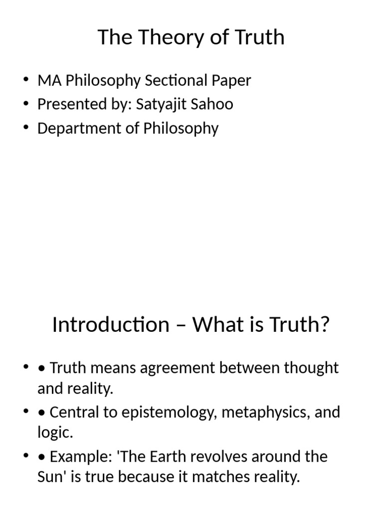 Exploring Major Truth Theories | PDF | Truth | Theory