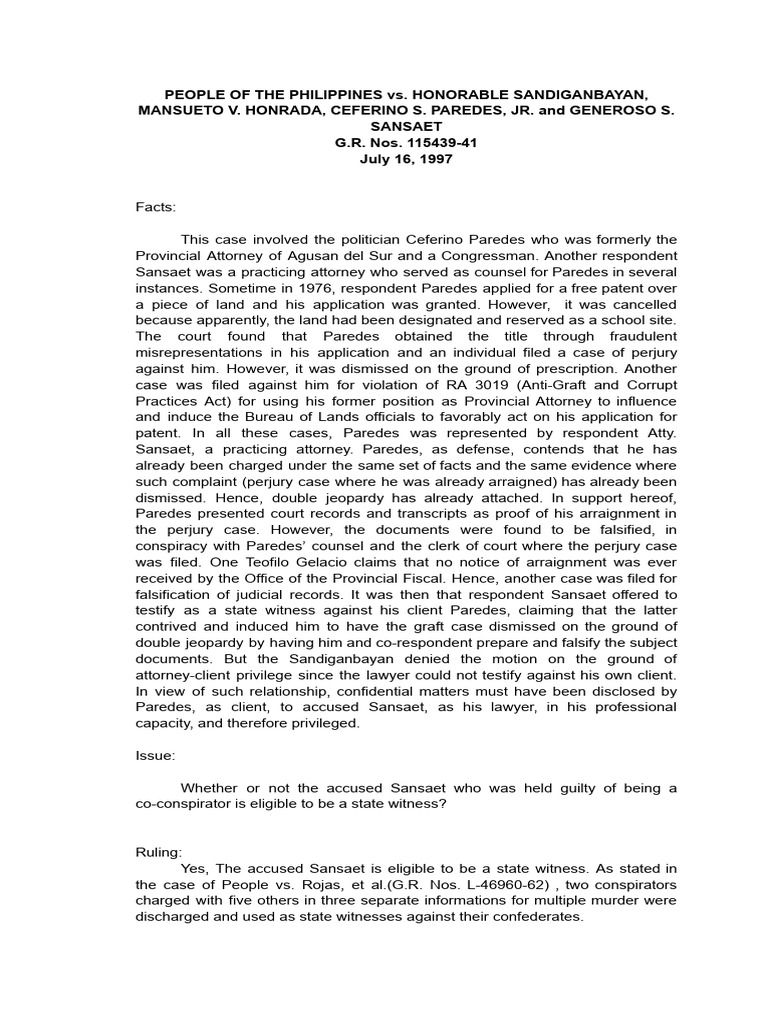 Sansaet's Eligibility as State Witness | PDF | Witness | Common Law