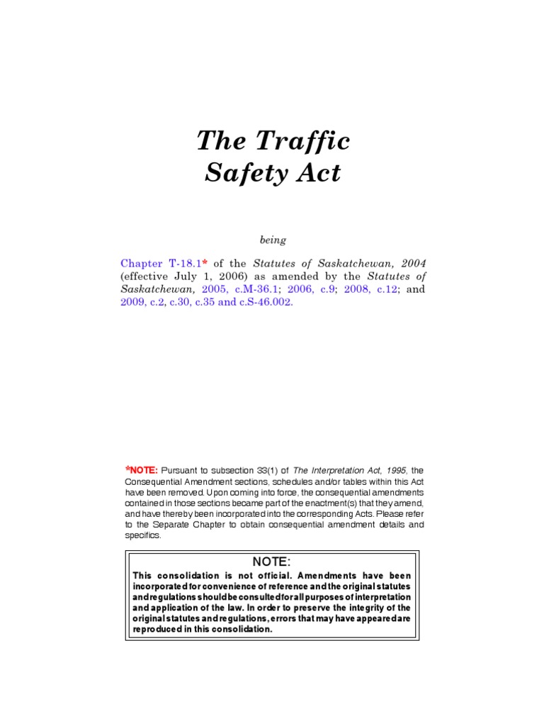 The Traffic Safety Act | PDF