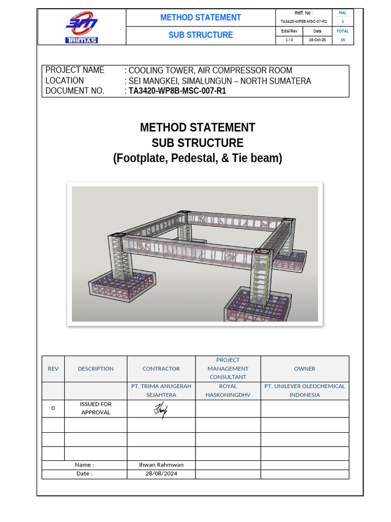 Substructure Method Statement for Cooling Tower | PDF | Concrete ...