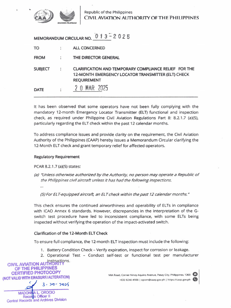 MC013 2025 Clarification and Temporary Compliance Relief For The 12 ...