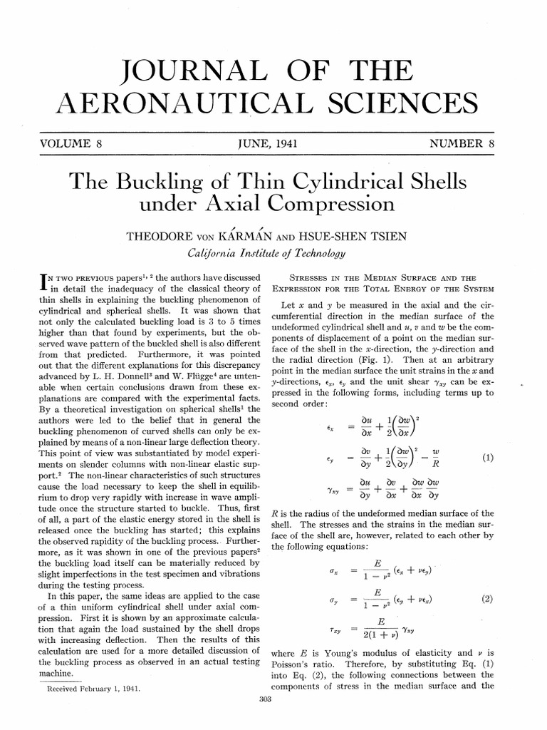 Buckling of Cylindrical Shells Analysis | PDF | Buckling | Stress ...
