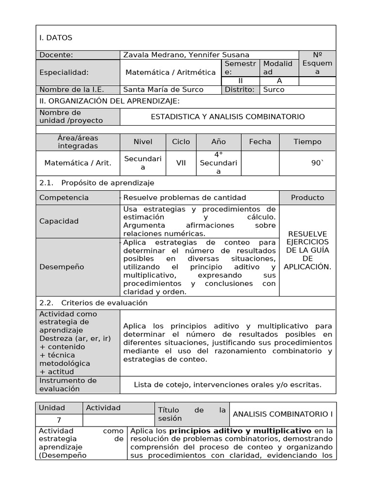 Análisis Combinatorio en Matemáticas | PDF | Aprendizaje | Combinatoria