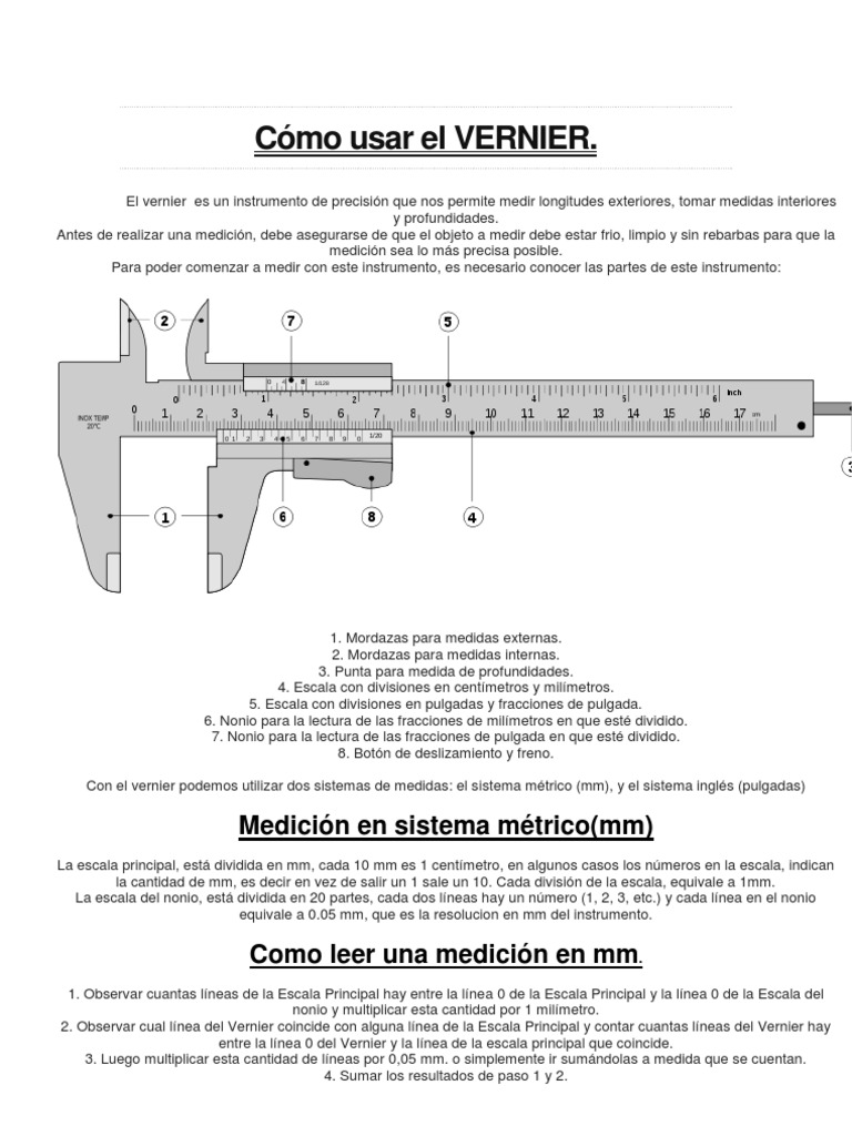 Como Usar El Vernier Pulgada Observación científica
