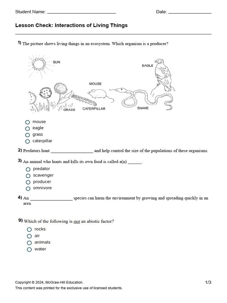 Lesson Check U2M1L2 - Organized | PDF