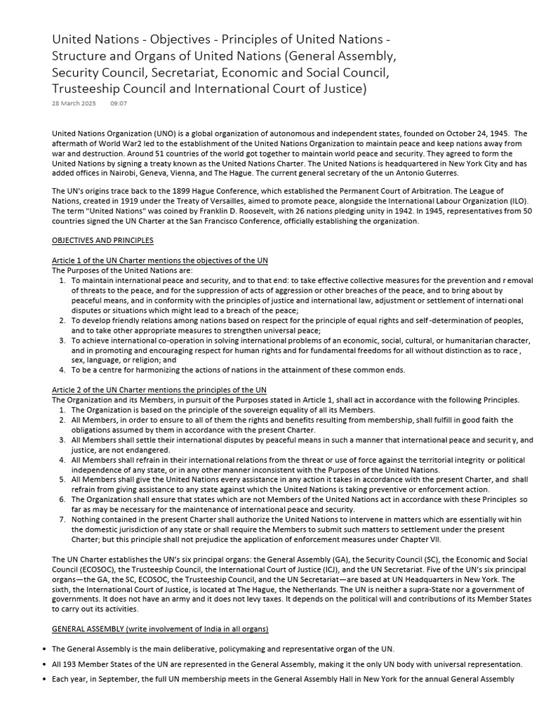 Overview of the United Nations Structure | PDF | United Nations ...