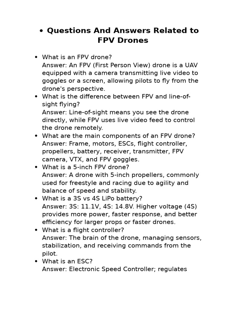 FPV Drone FAQs and Key Concepts | PDF | Unmanned Aerial Vehicle ...