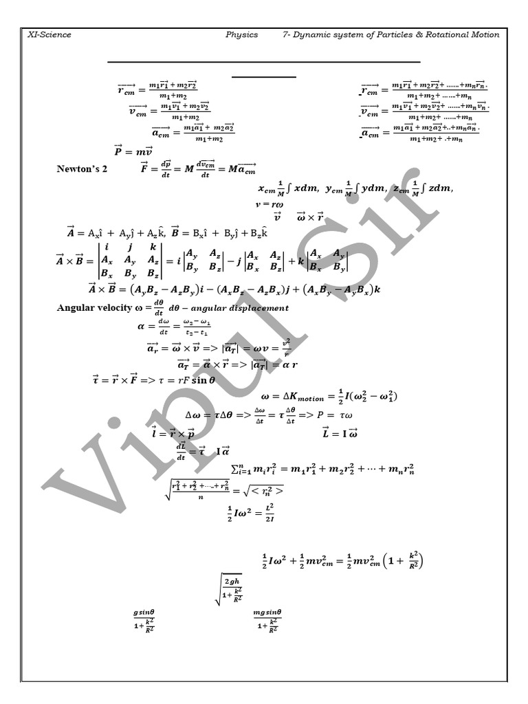Dynamics of Particles & Rotational Motion | PDF | Rotation Around A ...