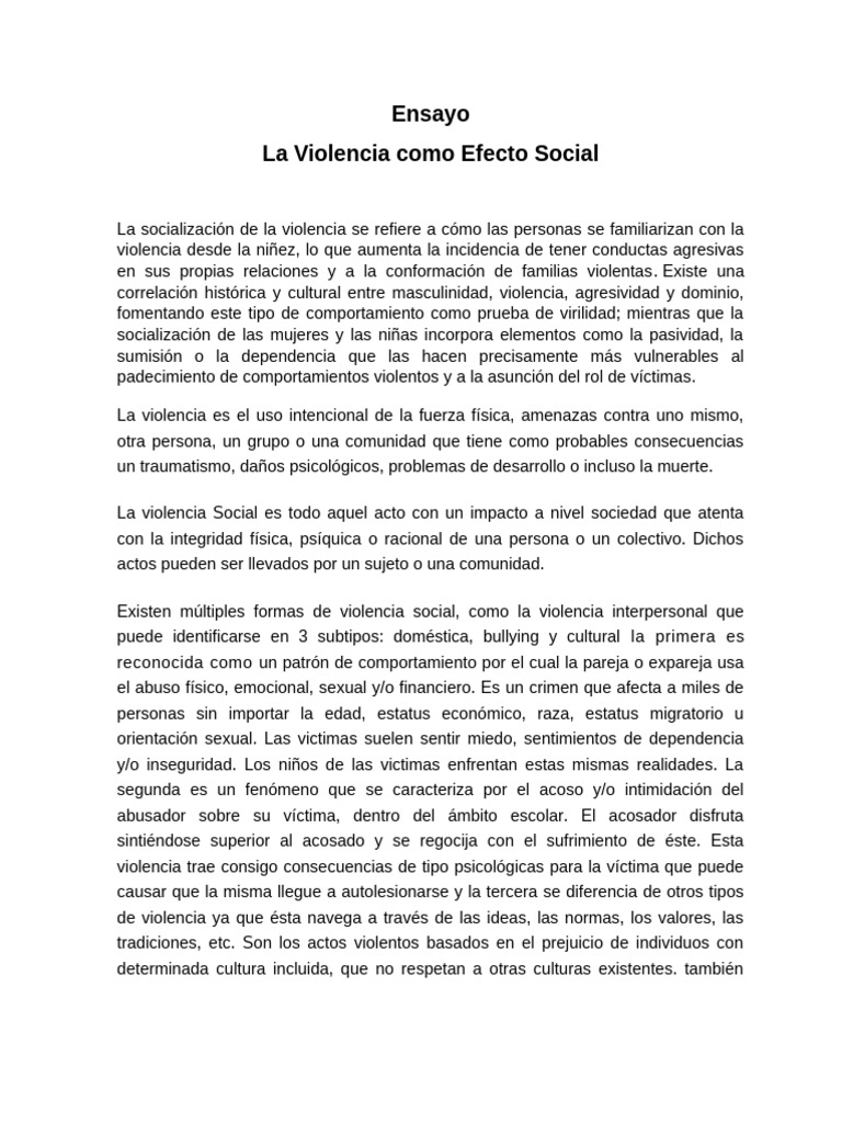 Impacto Social de la Violencia y su Prevención | PDF | Violencia ...