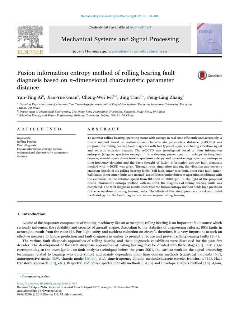 Rolling Bearing Fault Diagnosis Method | PDF | Spectral Density | Wavelet