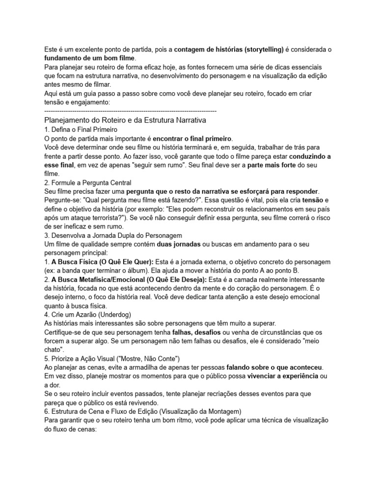 Guia Prático para Planejamento de Roteiro | PDF | Narrativa | Roteiro