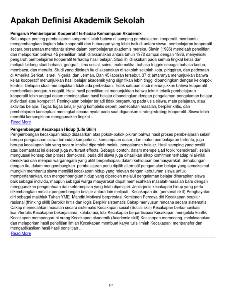 Apakah Definisi Akademik Sekolah PDF