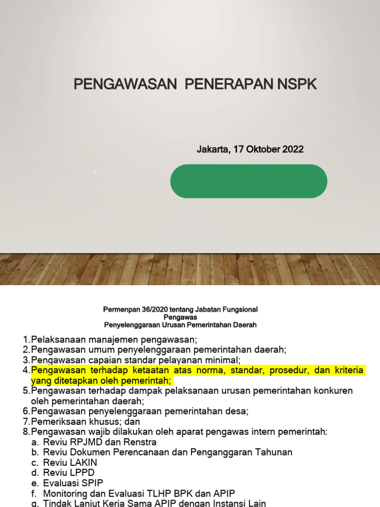 Pengawasan Penerapan NSPK Pemerintahan | PDF