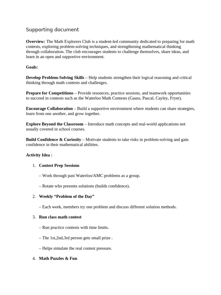 Math Explorers Club: Contest Prep & Skills | PDF