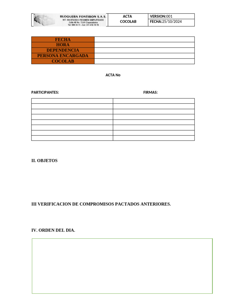 Acta de Reunión Cocolab 25/10/2024 | PDF